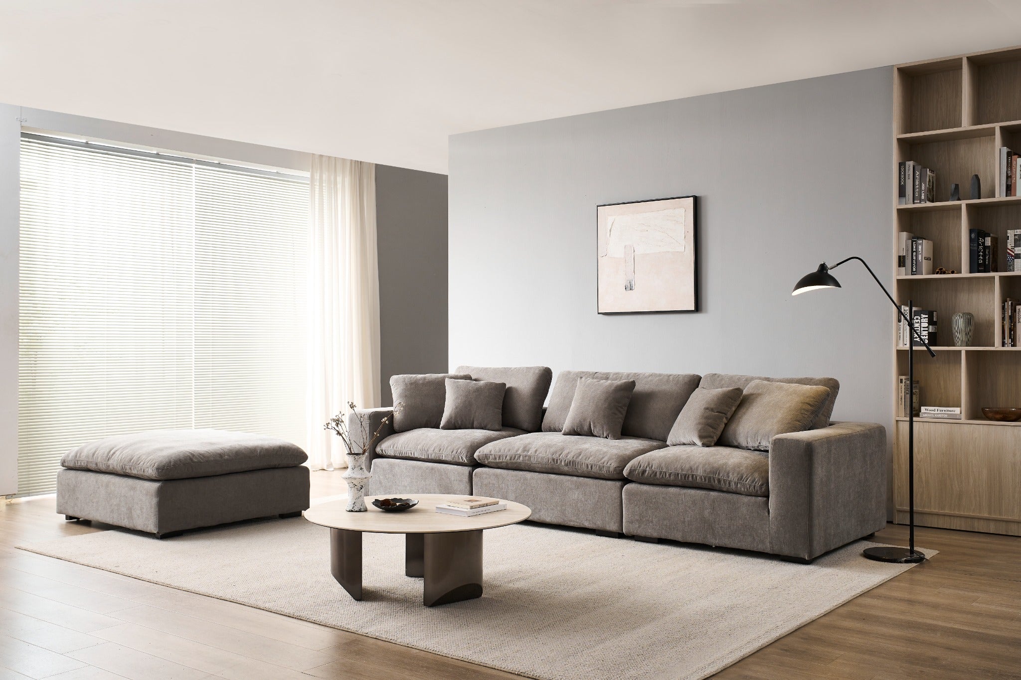 Norwick Grey Cloud Sectional Sofa – 4-Piece