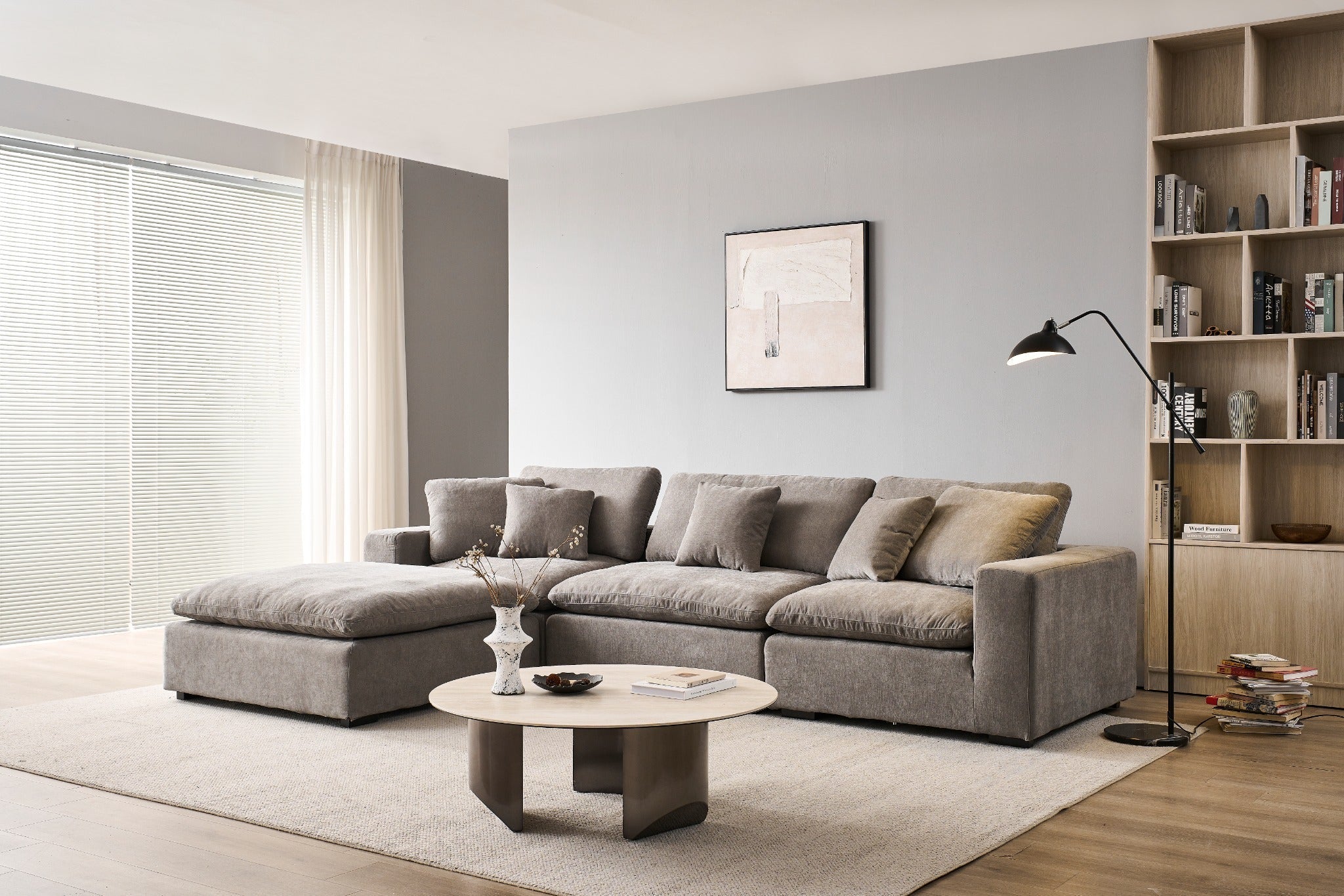 Norwick Grey Cloud Sectional Sofa – 4-Piece