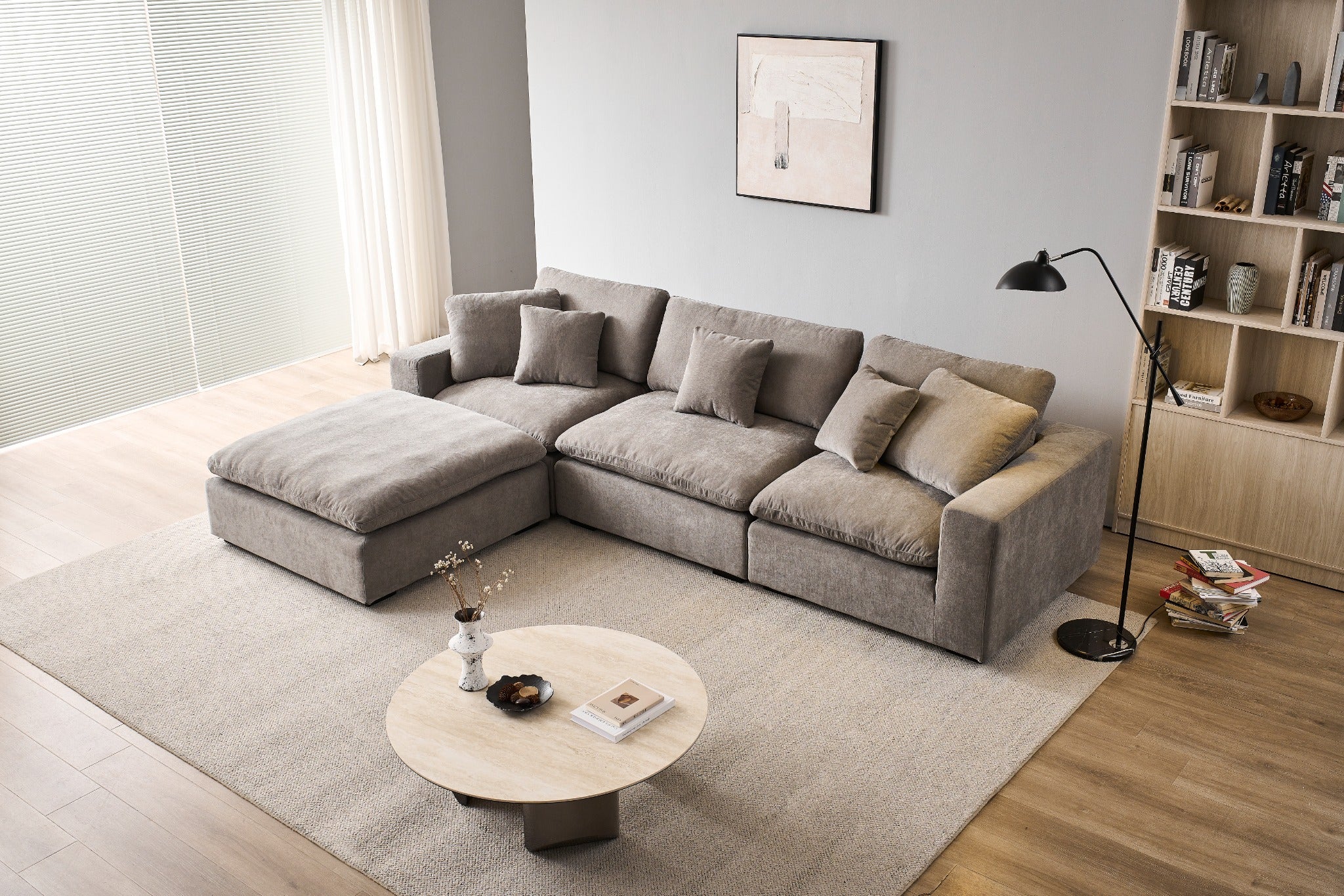 Norwick Grey Cloud Sectional Sofa – 4-Piece