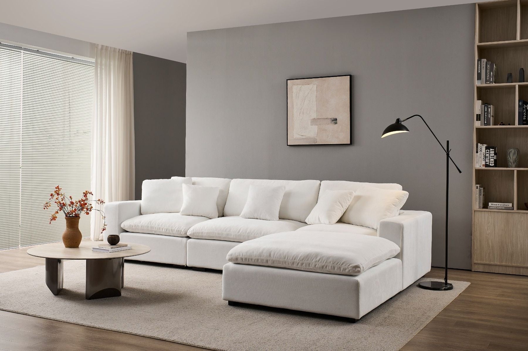 Norwick White Cloud Sectional Sofa – 4-Piece