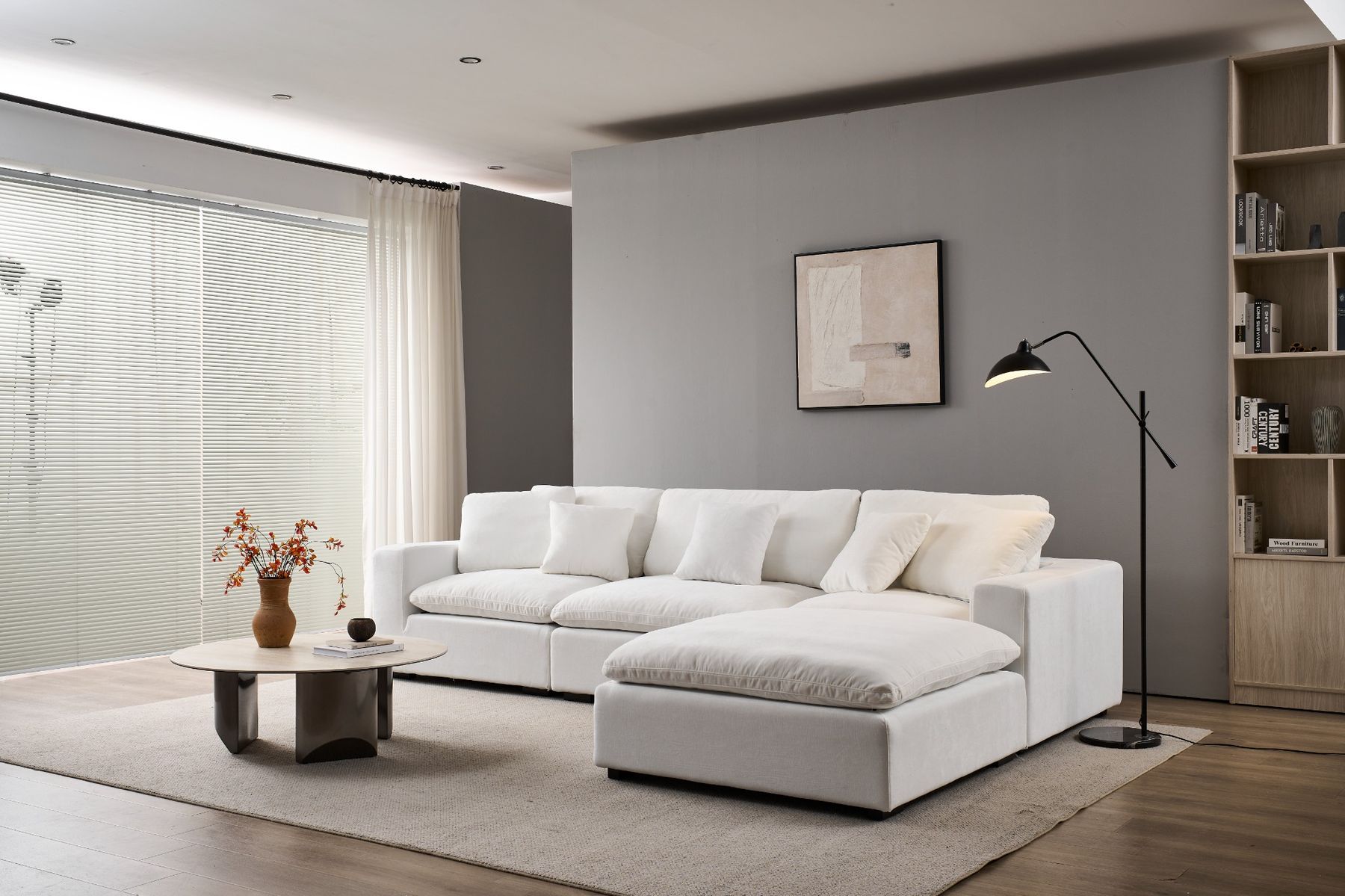 Norwick White Cloud Sectional Sofa – 4-Piece