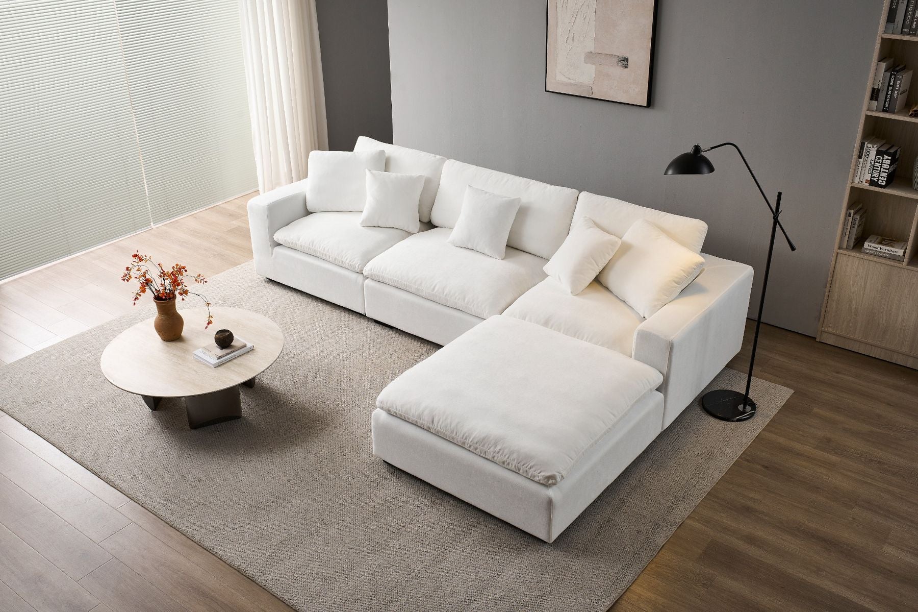 Norwick White Cloud Sectional Sofa – 4-Piece