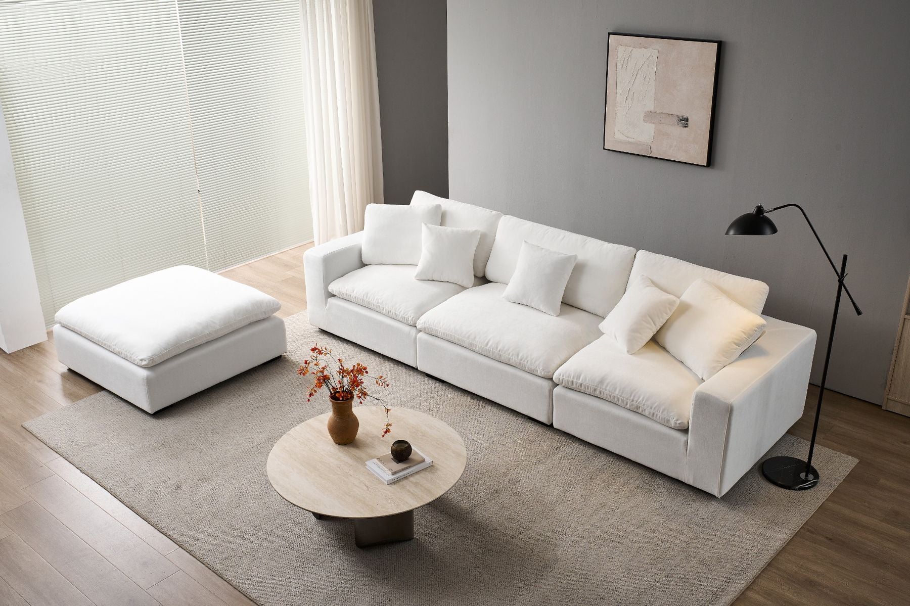 Norwick White Cloud Sectional Sofa – 4-Piece