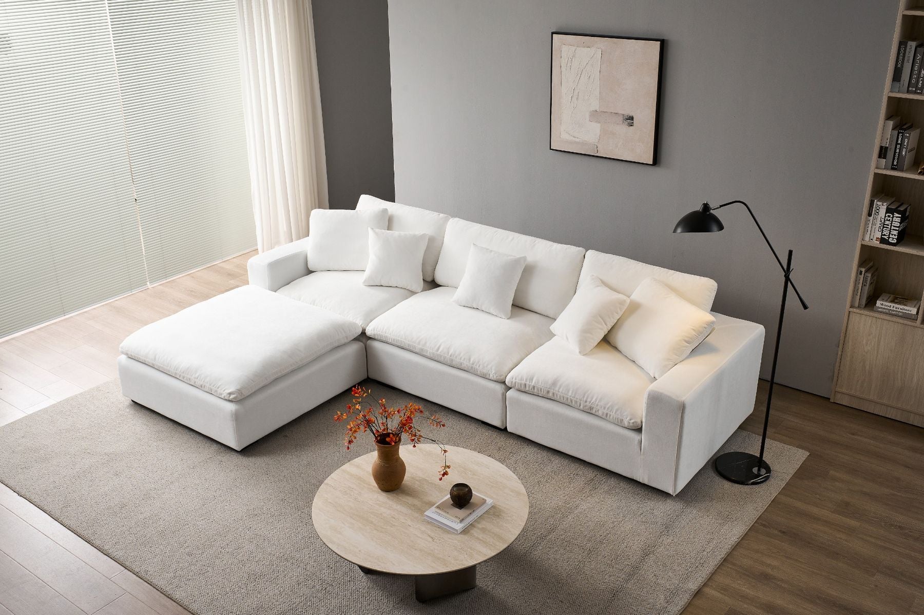 Norwick White Cloud Sectional Sofa – 4-Piece