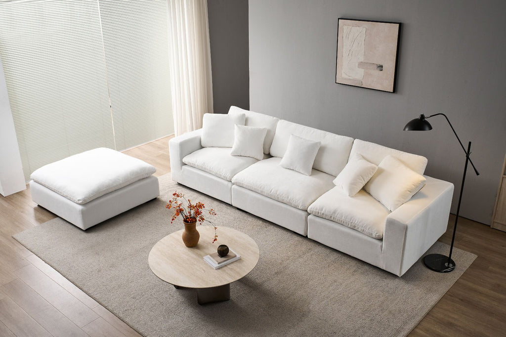 Norwick White Cloud Sectional Sofa – 4-Piece